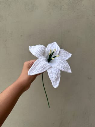 Crochet lily flower-White
