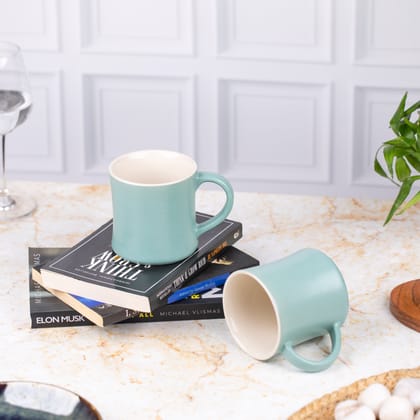 Ceramic Tea Coffee Mugs with Handles Set of 2 | Microwave Safe | Dishwash resistant | Scratch Resistant | Light Blue | H-4.5" D-3"