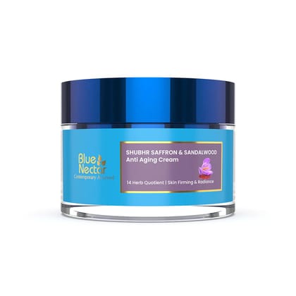 Shubhr Women's Saffron & Sandalwood Anti Ageing Face Cream for Collagen Boost And Deep Moisturization (14 Herbs, 50g)