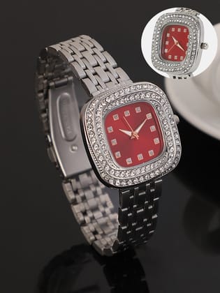 The Jolie Vortex Square Watch - Crimson Red-Watches