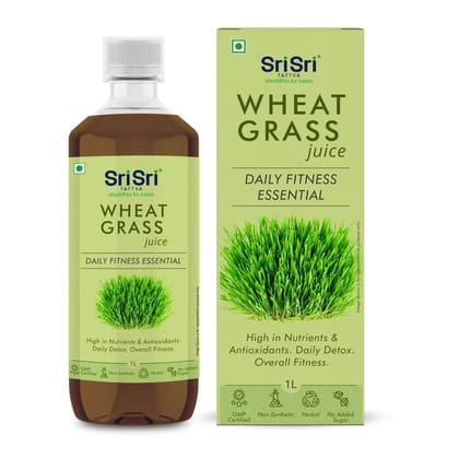 Sri Sri Tattva Wheat Grass Juice - Daily Fitness Essential | High In Nutrients & Antioxidants, Daily Detox, Overall Fitness | 1L