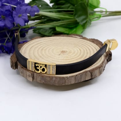 Omkar With Diamond Unisex Silicone Bracelet