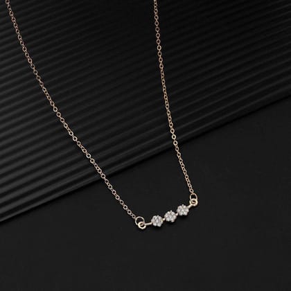 ALL IN ONE White or Rose Gold 0.15 cttw Diamond Three Bezels Pendant Necklace, 14, 16, 18, 20 Inches