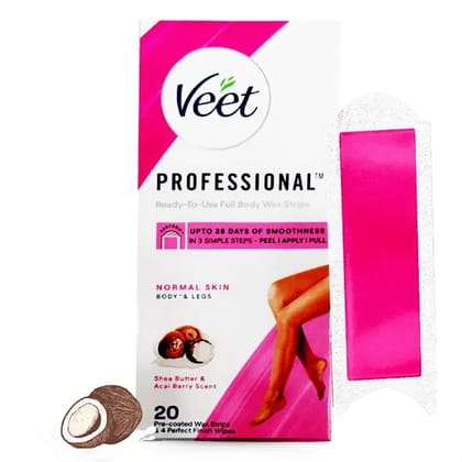 Veet Professional Waxing Strips Kit - For Normal Skin, 20 pcs