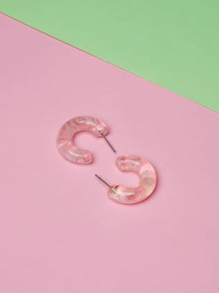 Pink Resin Hoop Earring