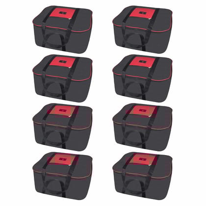 Fendo Regent Nylon Multi-Purpose Clothes Organiser For Wardrobe, Red Black (8-Pack) | Rectangular, 54x46x28 cm | 69.55 L Organisers Storage Box | Extra Large Toys/Stationery Paper/Blankets