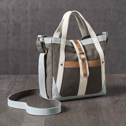 Mona B - 100% Cotton Canvas Messenger Crossbody Vintage Sling Bag with Stylish Design for Women: Escape (Brown)