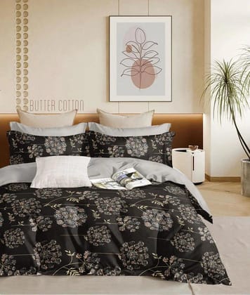 Cotton Blend Elastic Fitted King Bedsheet with 2 Pillow Covers