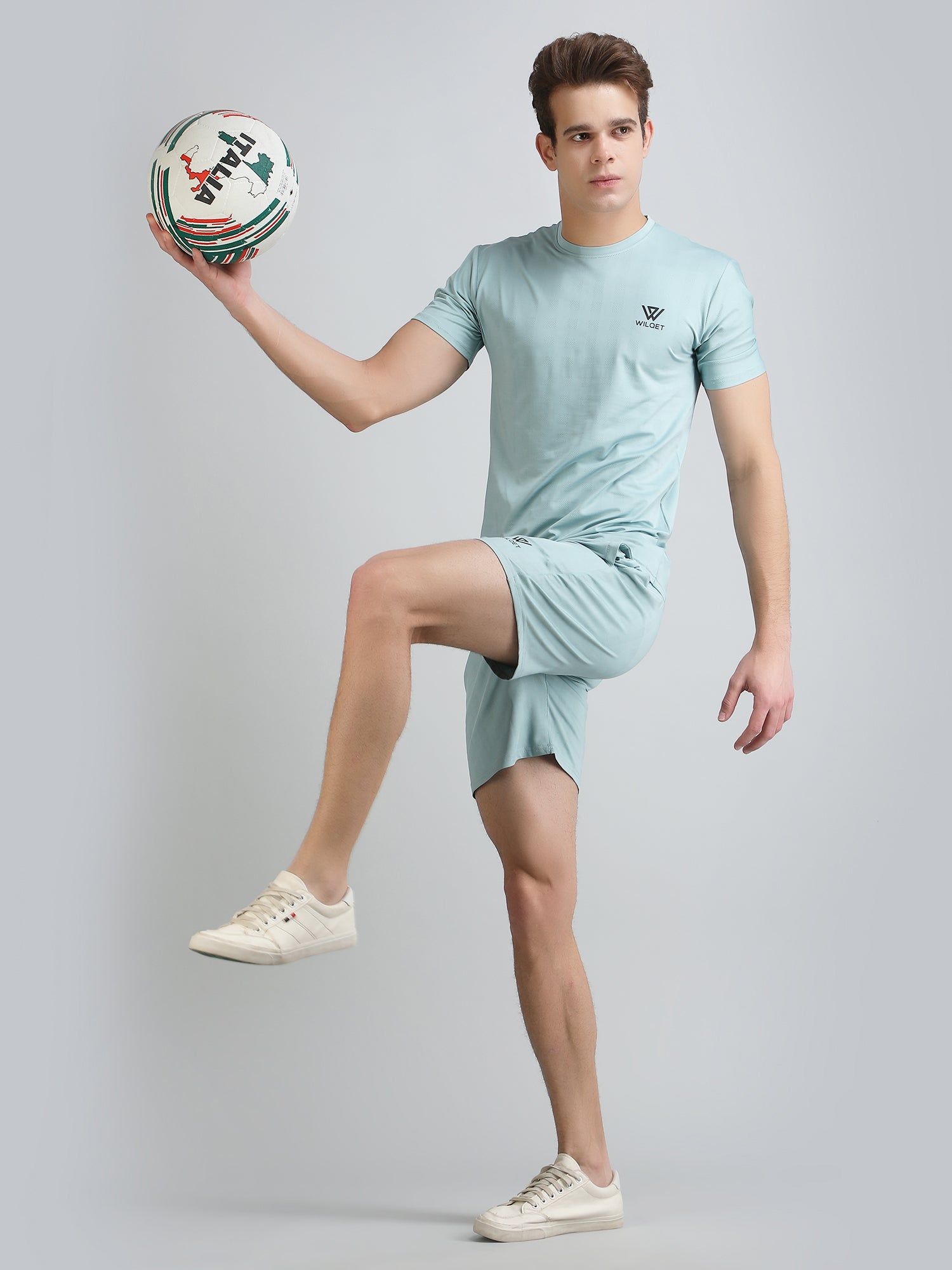 Mens Activewear Running SS Round Neck T-shirt-Sky Blue / M