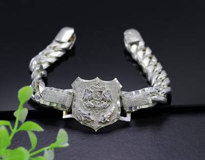 Vintage design solid 925 sterling silver handmade gorgeous Rajput 'Ranbanka Rathore' logo bracelet excellent gifting jewelry sbr0154-7.5''