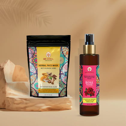 Herbal Face Mask & Natural Rose Water Combo-in