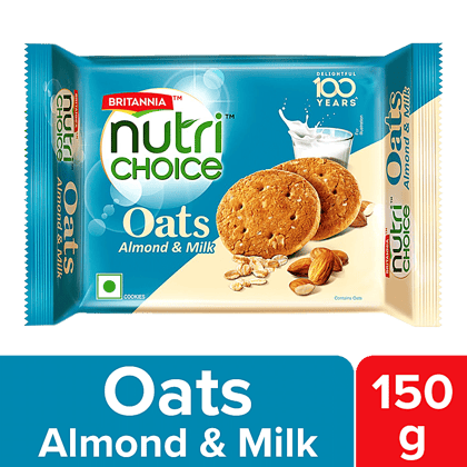 Britannia Nutrichoice Oats Cookies - Milk Almond, 150 G