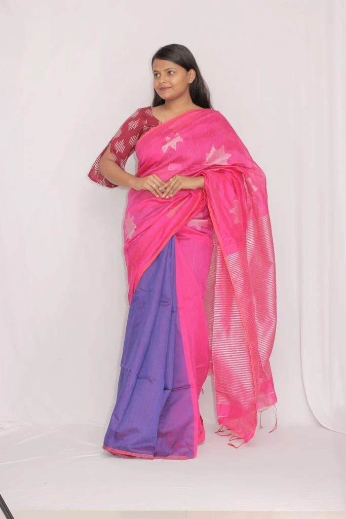 Tisser Cotton Silk Star saree with blouse piece