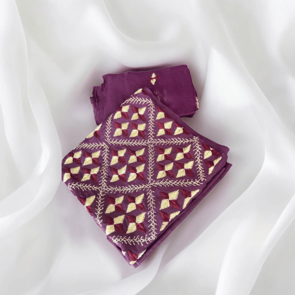 Pure Silk Handmade Embroidered Punjabi Suit 