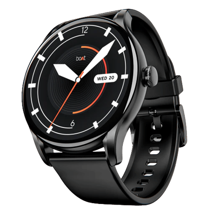 boAt Lunar Connect Ace | Round AMOLED Display Smartwatch with 1.43" (3.63 cm) Screen, Bluetooth Calling, 100+ Sports Modes Charcoal Black