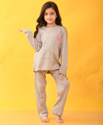 PRETTY STRIPED RAINBOW LONG SLEEVES PYJAMA SET - PINK-0-6 MONTHS / 2N / PINK