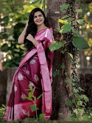 Ethnic Motifs Woven Design Zari Banarasi Saree