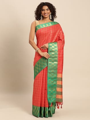 Checked Zari Saree
