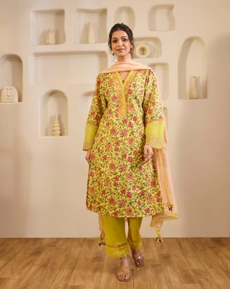 Dahlia Yellow Embroidered Kurta-XS / Dahlia Yellow