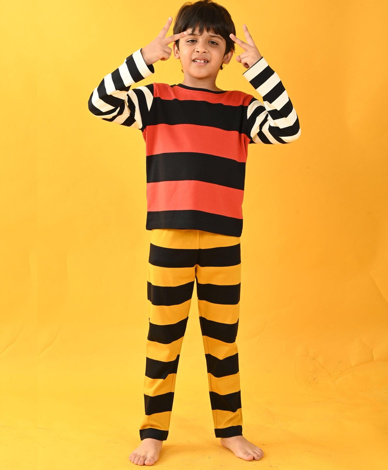 FOREVER RED BLACK STRIPED PYJAMA SET - RED-0-6 MONTHS / 2N / RED