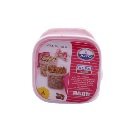 Joyo Alfa 211 Plastic Containers Set-600Ml Each, 2 Pieces