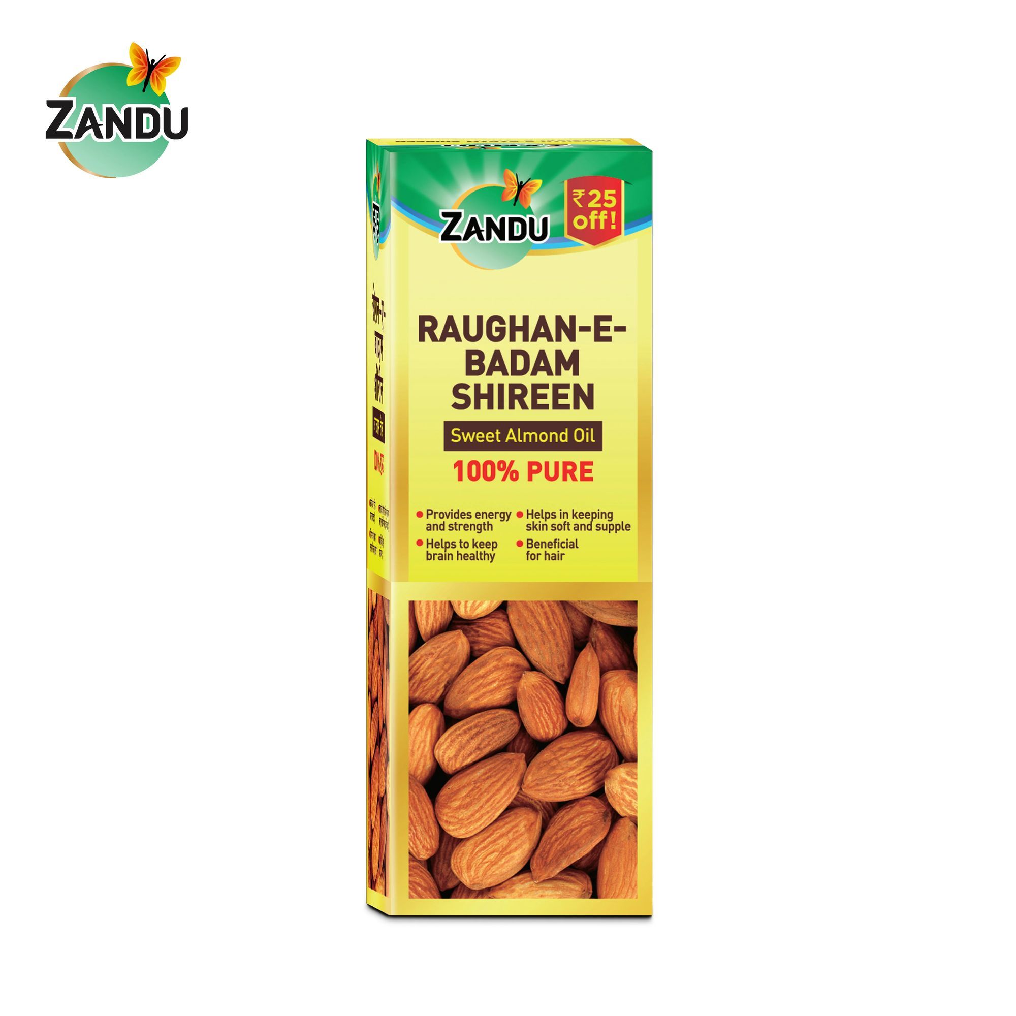 Zandu Raughan E Badam Shireen Sweet Almond Oil for Hair, Skin & Digestion 50ml