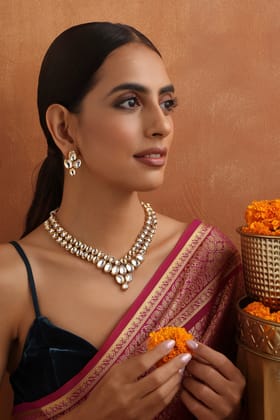 Toshi Gold Kundan Necklace Set-Kundan
