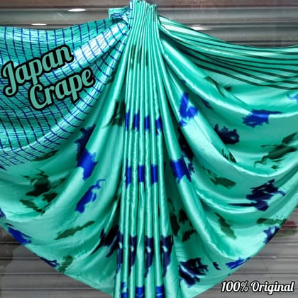 Sky Blue Line Japan Crepe Silk Saree with Blouse - 5071