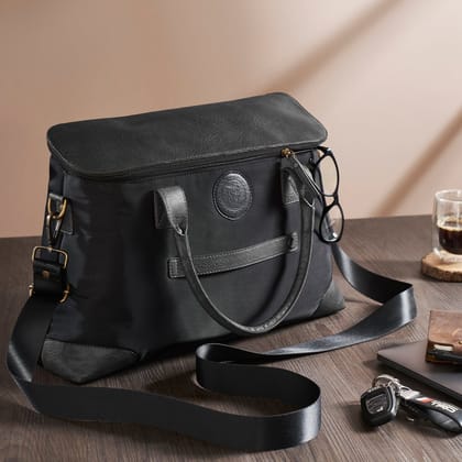 Mona B Unisex Messenger | Small Overnighter Bag for upto 14" Laptop/Mac Book/Tablet with Stylish Design: Ohio Black - RP-306 BLK