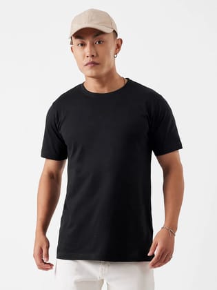 Black Round Neck tshirt-XXL