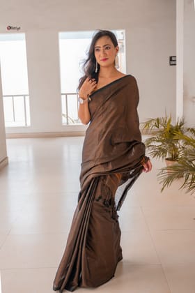 Black Shine in party Handloom Saree