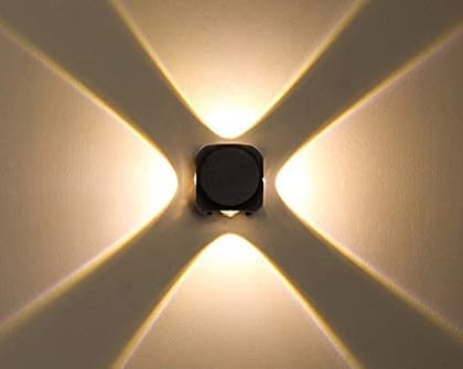 Kapmart LED Outdoor UP Down Wall Light Warm White, IP-65 Rainproof & Shockproof Alluminium Body (4 Way Splitter)(Metal)