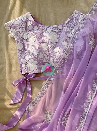 Embroidered Floral Net Blouse-XS