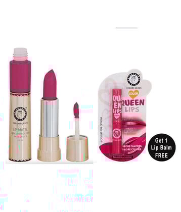 Colors Queen Lip Matte 2 in 1 Lipstick With Queen Lips Lip Balm (Pack of 2) Cherry