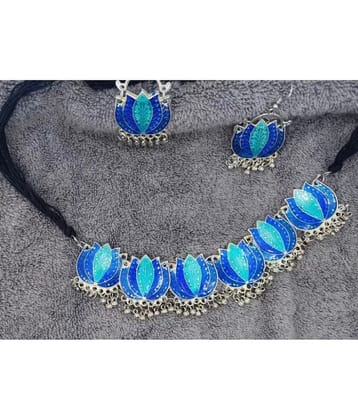 PUJVI Blue Alloy Necklace Set ( Pack of 1 ) - Blue