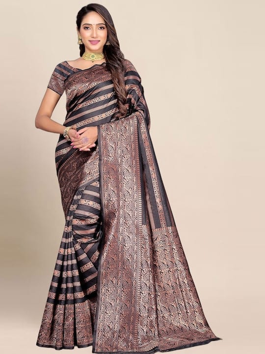 Ethnic Motifs Woven Design Zari Banarasi Saree