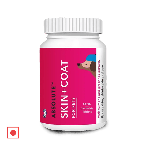 Drools Absolute Skin + Coat Tablet- Dog Supplement (50 Pieces), 200 gm Bottle