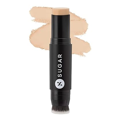 SUGAR Cosmetics - Ace Of Face - Matte Foundation Stick - 10 Latte (Light Foundation with Warm Undertone) - Waterproof, Full Coverage Foundation for Women with Inbuilt Brush - 12 g