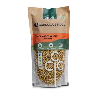 Conscious Food Organic Whole Coriander Seeds | 100G | Certified Organic | Dhaniya, Dhana Dal, Kothamalli, Dhane, Dhonay, Kothmiri | Strong Flavour