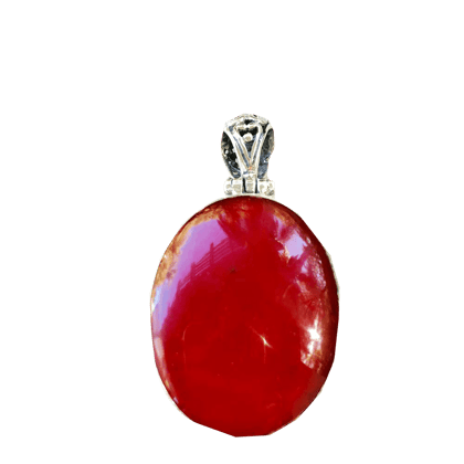 Brahmatells Red Coral Oval-Light-Red Pendant: Harness the Power of Mars-16 Ratti