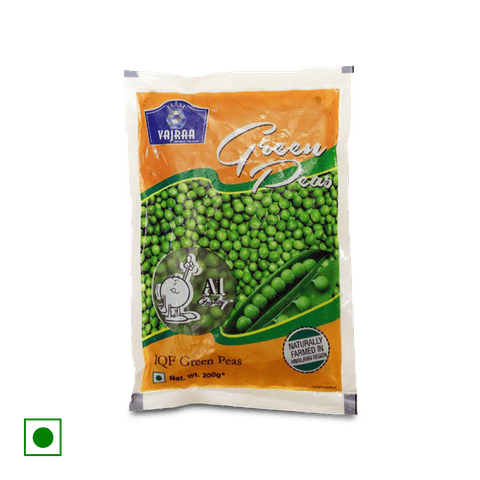 Vajraa Green Peas, 200 gm Pouch