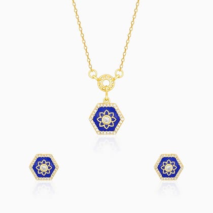 Golden Taj Mosaic Pendant and Earrings Set