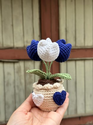 Crochet tulip flower pot