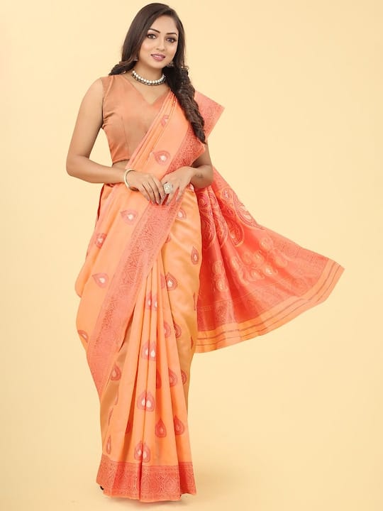 Ethnic Motifs Woven Design Zari Banarasi Saree