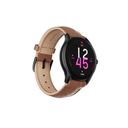 boAt Lunar Connect Ace | Round AMOLED Display Smartwatch with 1.43" (3.63 cm) Screen, Bluetooth Calling, 100+ Sports Modes Brown Leather