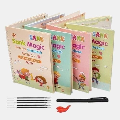 Sank Magic Practice Copybook (4 BOOKS,1 PEN,1 GRIP,10 REFILL)-Free Size