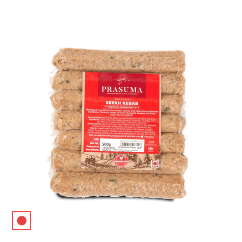 Prasuma Frozen Chicken Seekh Kebab, 500 gm Transparent Packs