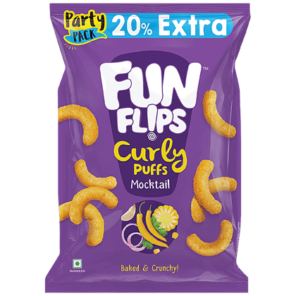 Fun Flips Curly Puffs - Mocktail, Baked & Crunchy, Healthy Snacks, 62.5 G
