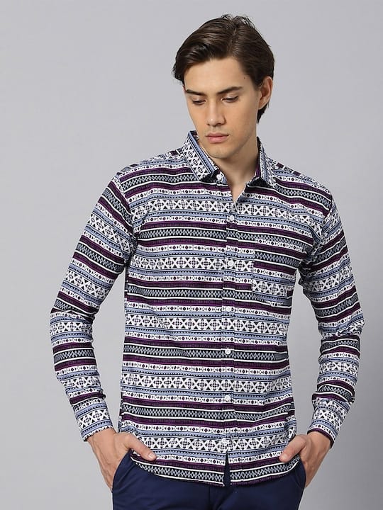 Classic Fit Geometric Printed Casual Shirt