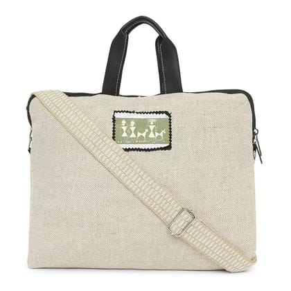 Tisser Canvas laptop bag With Warli Painted